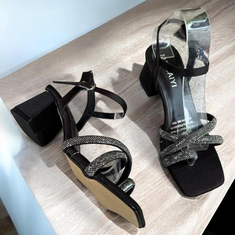  620- SANDAL GÓT VUÔNG XỎ NGÓN ĐÍNH ĐÁ CAO 5 PHÂN 