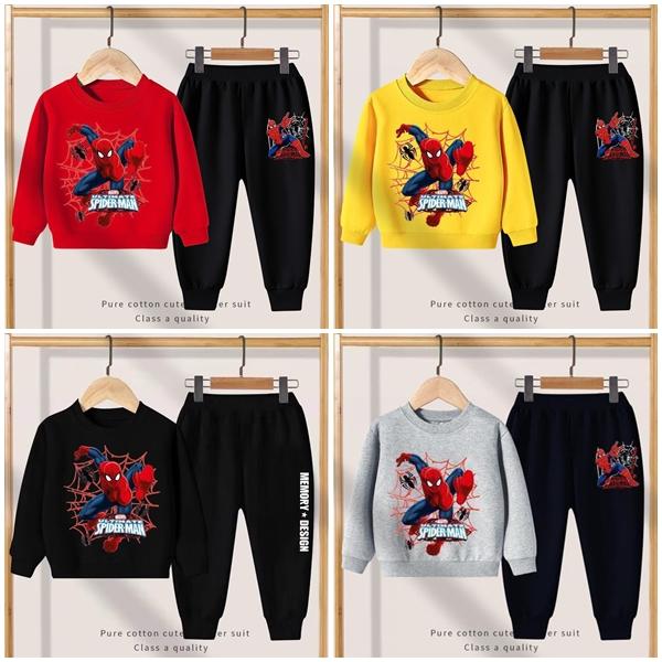 Bộ quần áo thu đông hình siêu nhân nhện chất da cá cho bé trai