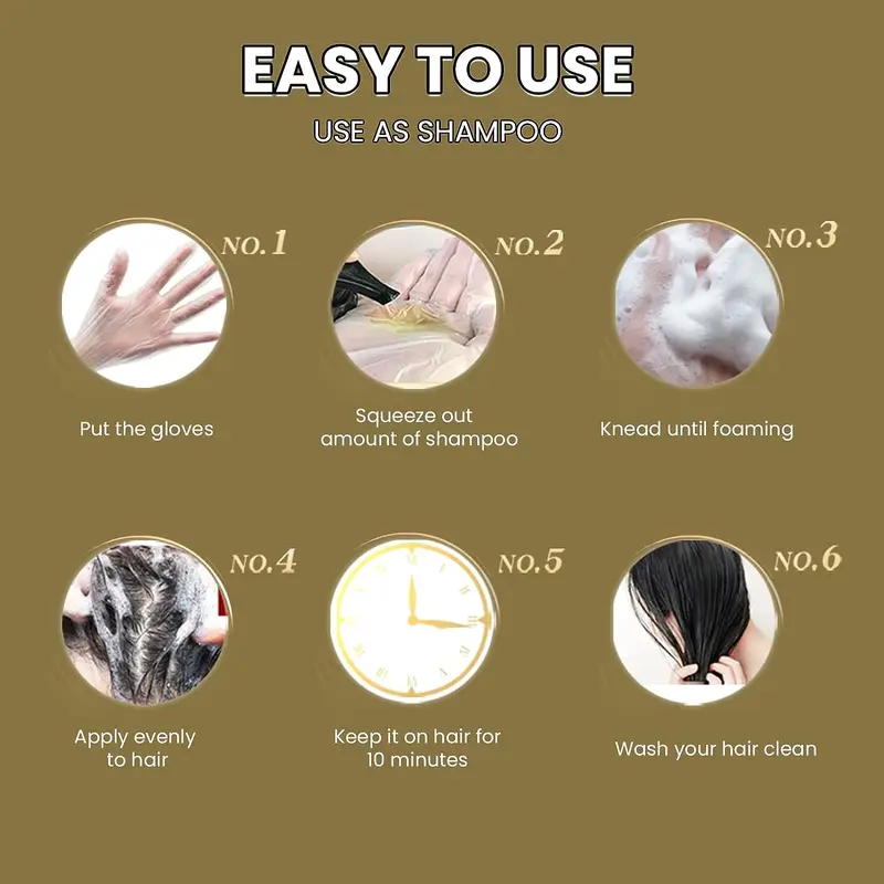 DEXE Black Hair Dye Shampoo Instant Shampo Rambut Uban Pewarna Rambut Hitam 400ml Cocok untuk Pria & Wanita 5