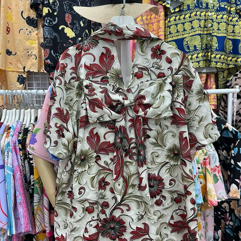 ชุดเสื้อแต่งโบว์หลังอก 60“ + กางเกงขาสั้น19“ สาวอวบอ้วนใส่ได้น่ารักมากๆสำหรับคนใส่อก 50ถึง 58 นิ้ว