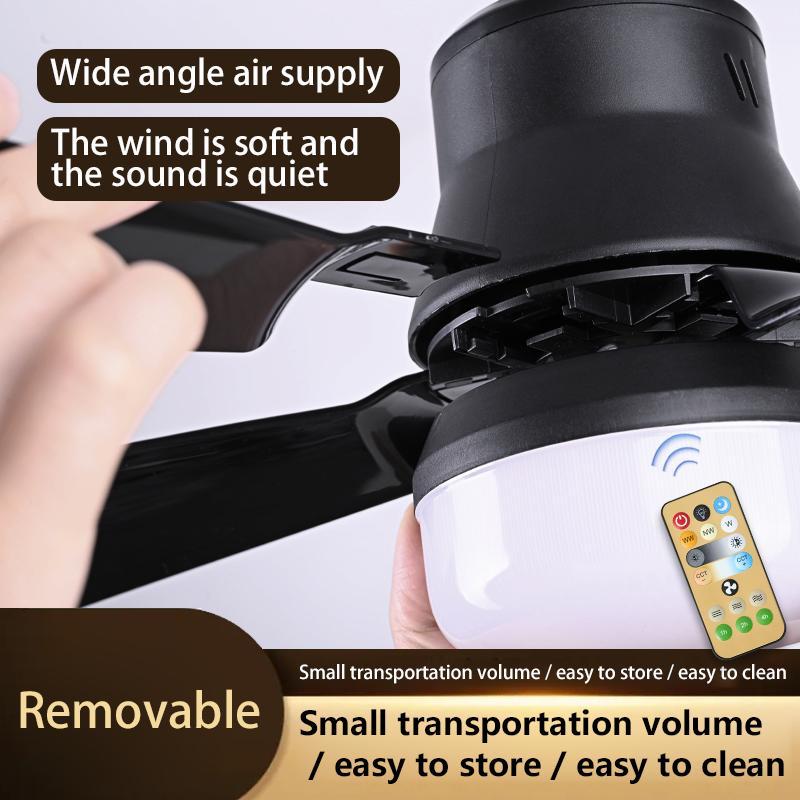 E27 Screw Lamp Holder LED Ceiling Fan Light with Remote Control, 30W 3-Color Dimmable Fan Light, Suitable for Living Room Bedroom 6