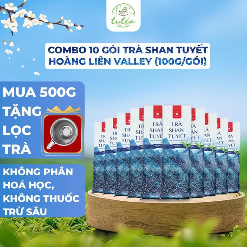 Trà Shan Tuyết Hoàng Liên Valley 1kg (Gồm 10 Gói Xanh 100g) - Tiêu Chuẩn Hướng Hữu Cơ Chè San Tuyết