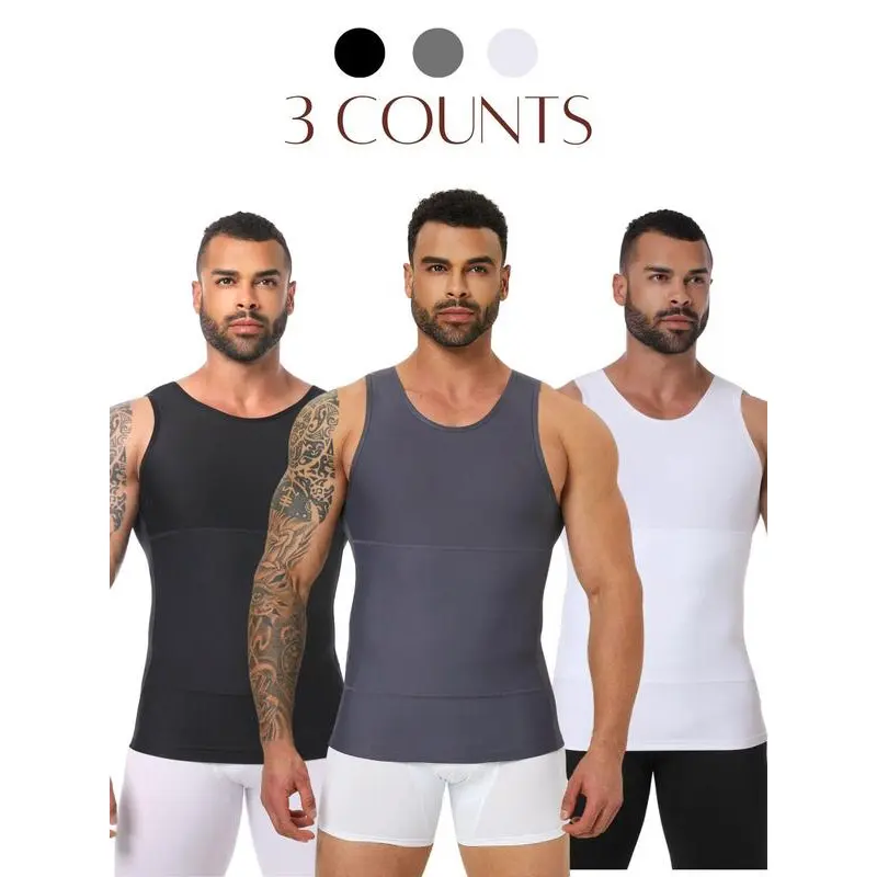 Men's Solid Color Compression Top, Tummy Control Shaper, High Stretch Shapewear Tank Top for Men, Shaper for Men, Singlet for Men Menswear Socks 8