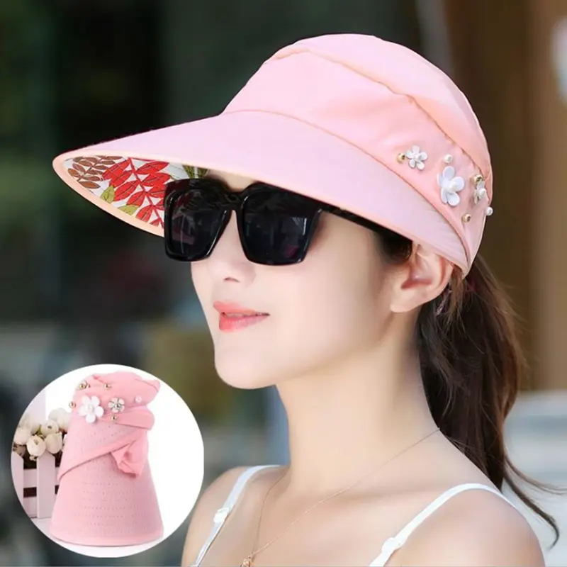 Caramel - Topi Pantai Wanita Visor Outdoor Motif Bunga Sport Hat Golf Riding By Cycle 0