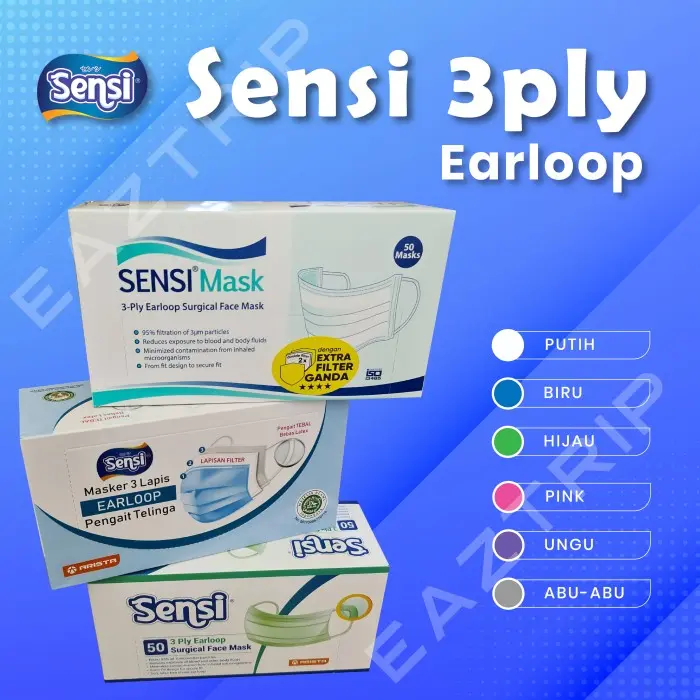 Masker medis sensi 3 ply earloop 50 pcs / Surgical Mask 1