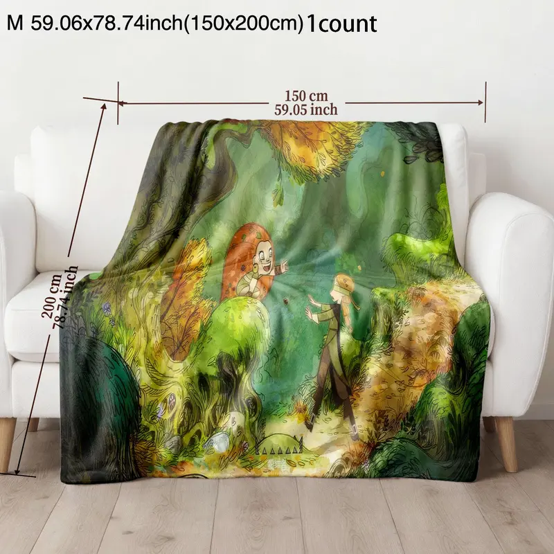 Cartoon Pattern Blanket, Soft Warm Throw Blanket, Air-conditioned Room Blanket, Warm Nap Blanket for Home Office Travel 3
