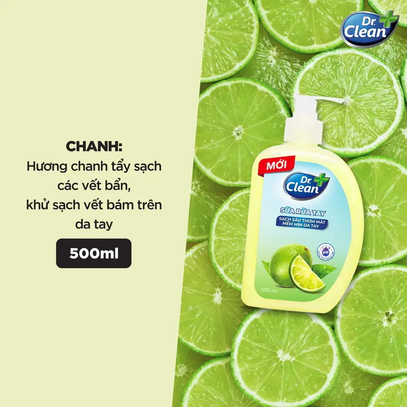 Combo đủ mùi 6 chai sữa rửa tay DrClean trái cây thanh mát, sạch khuẩn mềm dịu da tay 500ml 4
