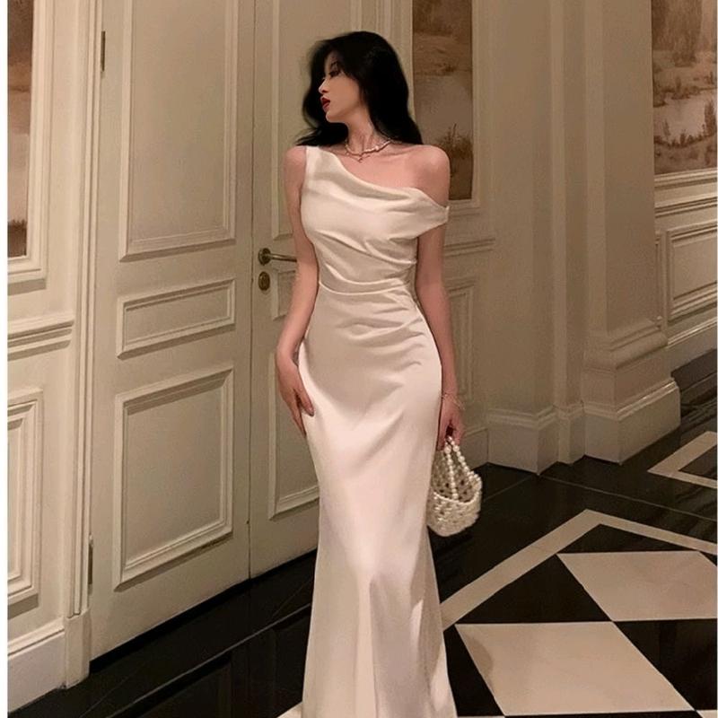 Váy Lụa Dáng Dài Trễ Vai Sang Chảnh - Đầm Lụa Dự Tiệc Joily Dress Silk
