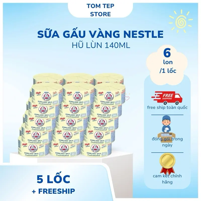 Combo 5 Lốc(30lon) Sữa Gấu Nestle Thái Lan Chính Hãng 140ml