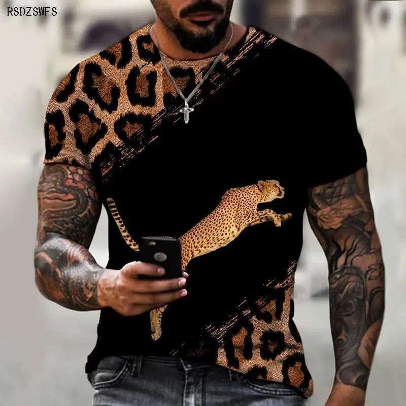 Amazon Animal Leopard Print 3D Printed Men's and Women's T-shirt HD Short Sleeve Summer Short-Sleeved Top 180G Milk Silk