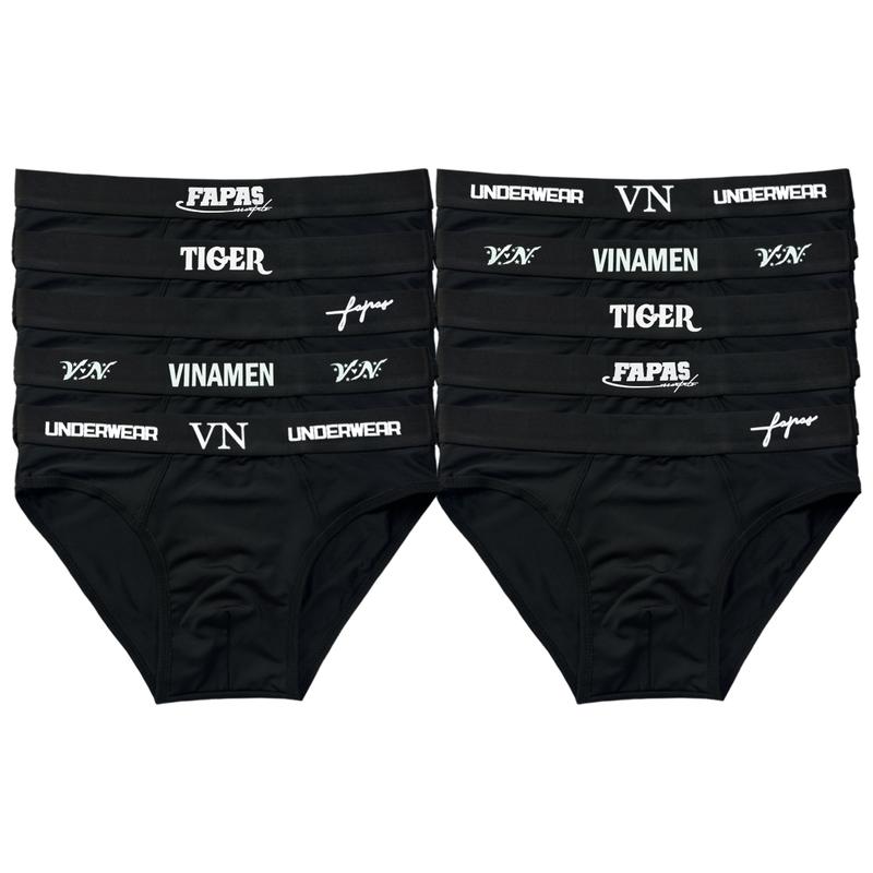 Set 5 quần sịp nam màu đen thun lạnh, quần lót nam nhiều mẫu đa dạng co dãn thoải mái, đồ lót nam thấm hút tốt, quần sịp Menswear thoáng mát Quần Boxer Boxer 7
