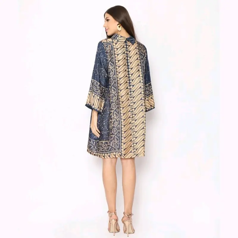 Rinjanie Batik - Tunik Bola Kerah Amanda Series - Tunik Batik Modern - Abstrak - Casual - Formal - Viscose - Dress Baju Kancing - Nyaman - Kondangan Panjang Tangan - Pesta - Fit Atasan 2