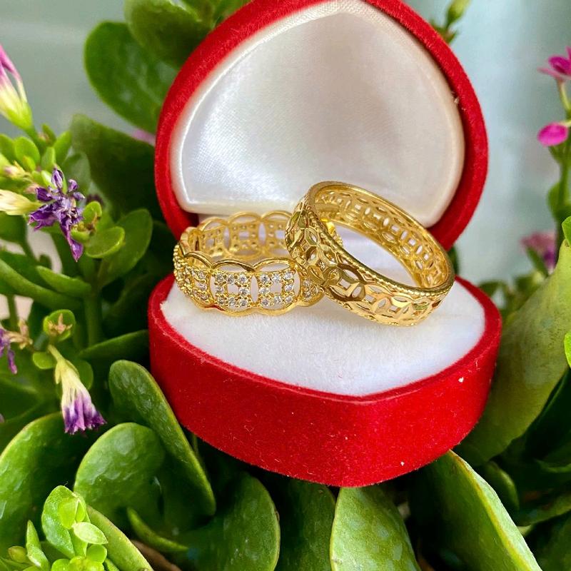 Nhẫn kim tiền nhỏ - kim tiền đính đá đồng vàng