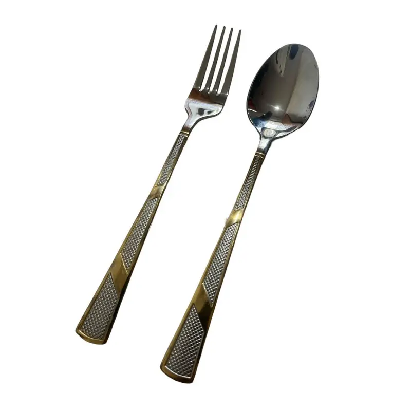 Sendok Makan Lapisan Gold 24 Karat / Sendok Makan Premium Super Tebal / Sendok Dan Makan Garpu Ala Korea / Pelarakan Makan Korea / Sendok Korea / Sendok Makan Set / Korean Cutlery Set 4