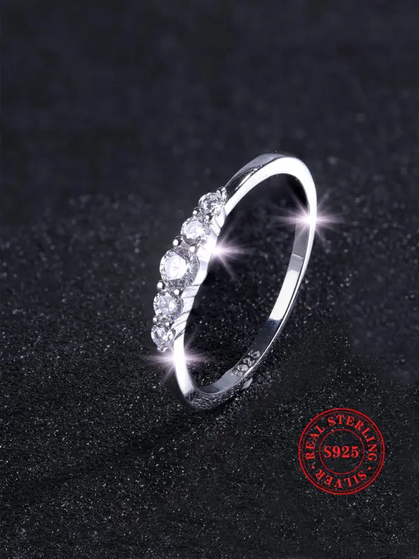 925 Sterling Silver Fashion Rhinestone Decorated Ring for Women, Simple Jewelry for Party, Daily Clothing Decor, Trendy All-match & Exquisite Jewelry for Gift 2