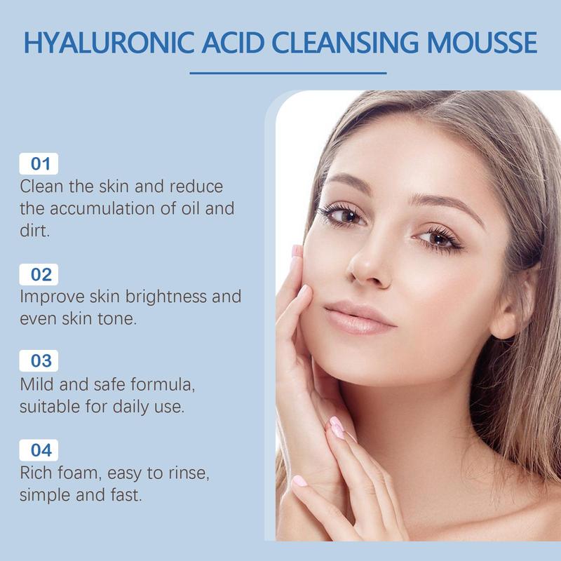 Hyaluronic Acid Cleansing Mousse, Gentle Cleansing & Moisturizing Facial Cleanser, Facial Skin Care Product for Women & Men 4