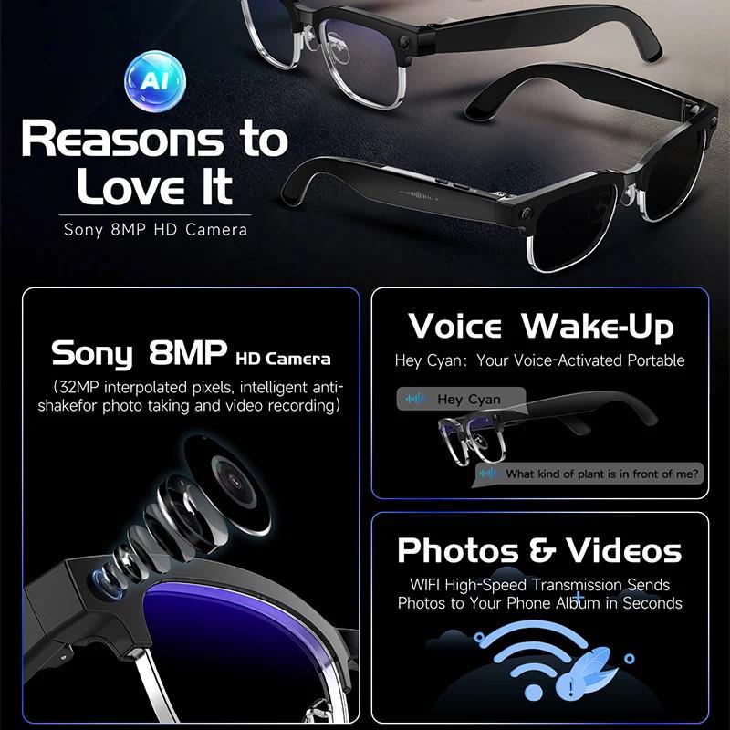 W630 800W HD Smart Glasses Take Photos Record Videos AI Intelligent Translation Music WiFi Transmission Smart Glasses Men Women - Image 3