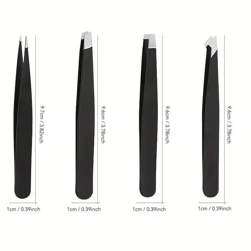 Eyebrow Tweezers Set, 4 Counts Professional Stainless Steel Precise Eyebrow Tweezers, Facial Hair Removal Tool Set, Makeup Tools for Women, Cosmetic 1