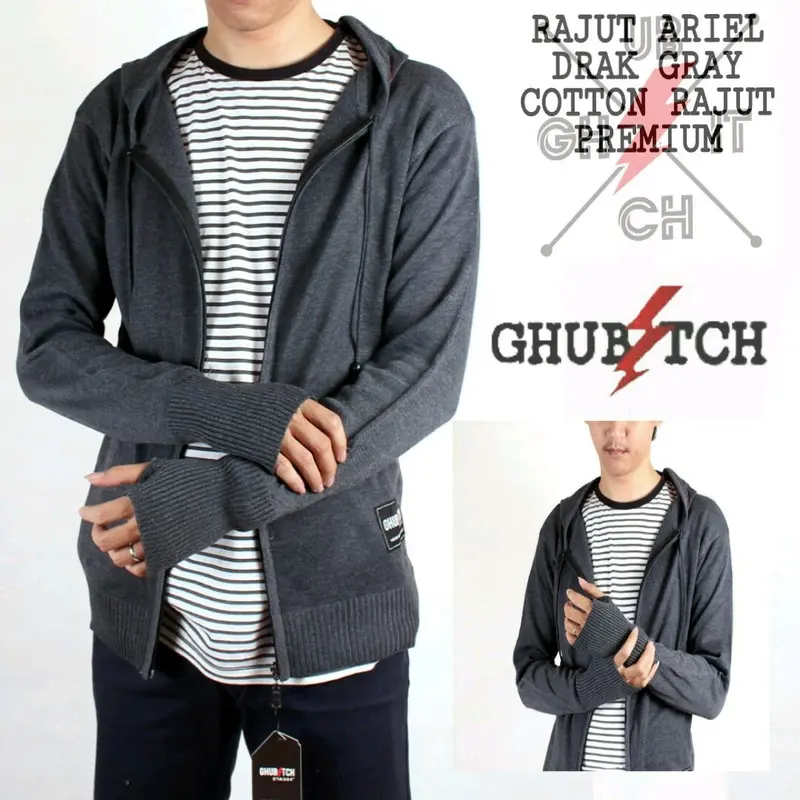 Jaket Rajut Pria & Wanita Bertudung - Rajut Aril Premium 0