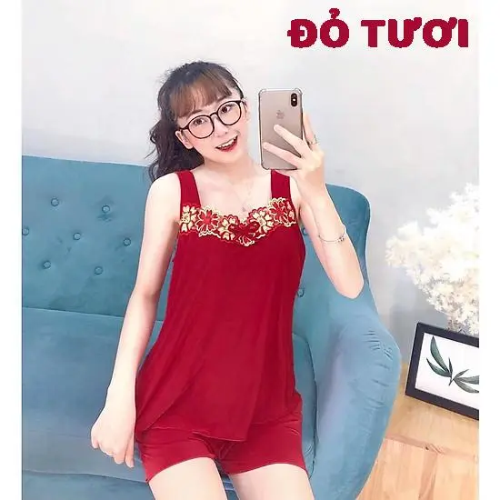 Đồ Bộ Nữ, Bộ Thun Lạnh Đùi Dây Bản Phối Ren Mặc Nhà Cao Cấp Thiết Kế Nhiều Màu Đủ Size - D4 5