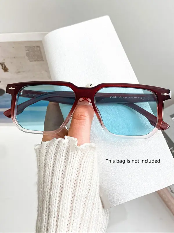 Unisex Street Trend Tortoiseshell Rectangle Frame Sunglasses, Trendy Vintage Sunglasses for Everyday Use, Fashion Accessories for Outdoor Activities 5