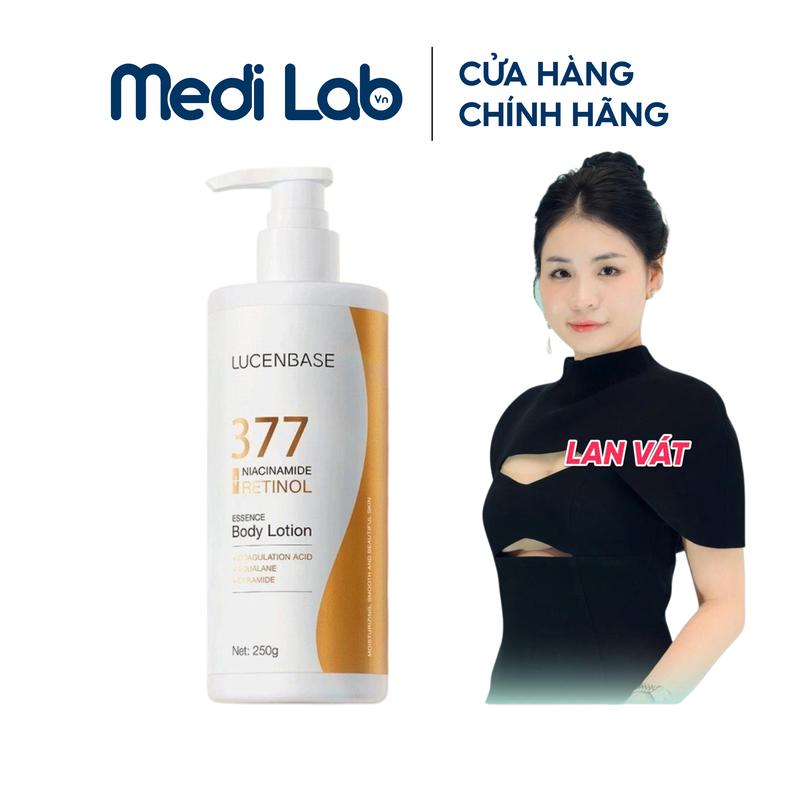 [ Deal Độc Quyền MediLabVn x LANVÁT ] Sữa Dưỡng Thể 377 Niacinamide Retinol LUCENBASE Hỗ Trợ Khóa Ẩm Làm Sáng Da, Dưỡng Body ,Làm Đẹp Da, Dưỡng Da Body