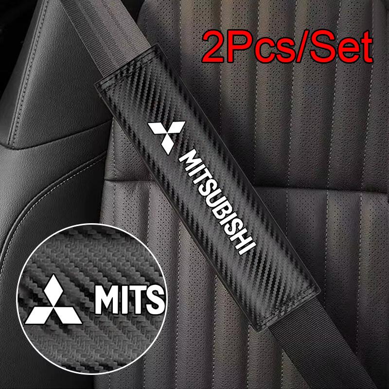 2x Protège-ceintures De Sécurité Look Carbone Pour Mitsubishi RALLIART - Neufs, Look Sportif