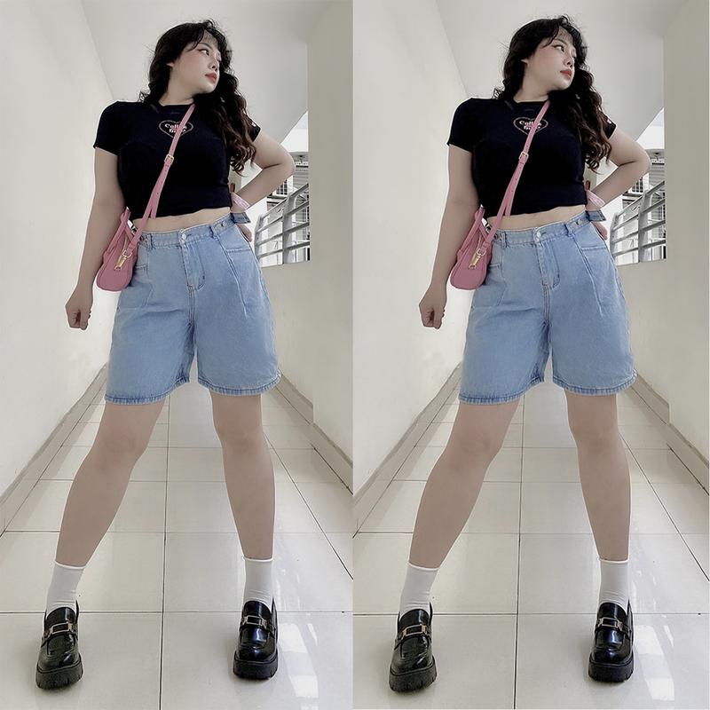 Product Introduction of Quần Jean Ngố Ống Rộng Bigsize, Màu Đen 3003/ Xám 3004/ Nhạt 3006 Lưng Cao Không Giãn Bigsize 55-90kg 1