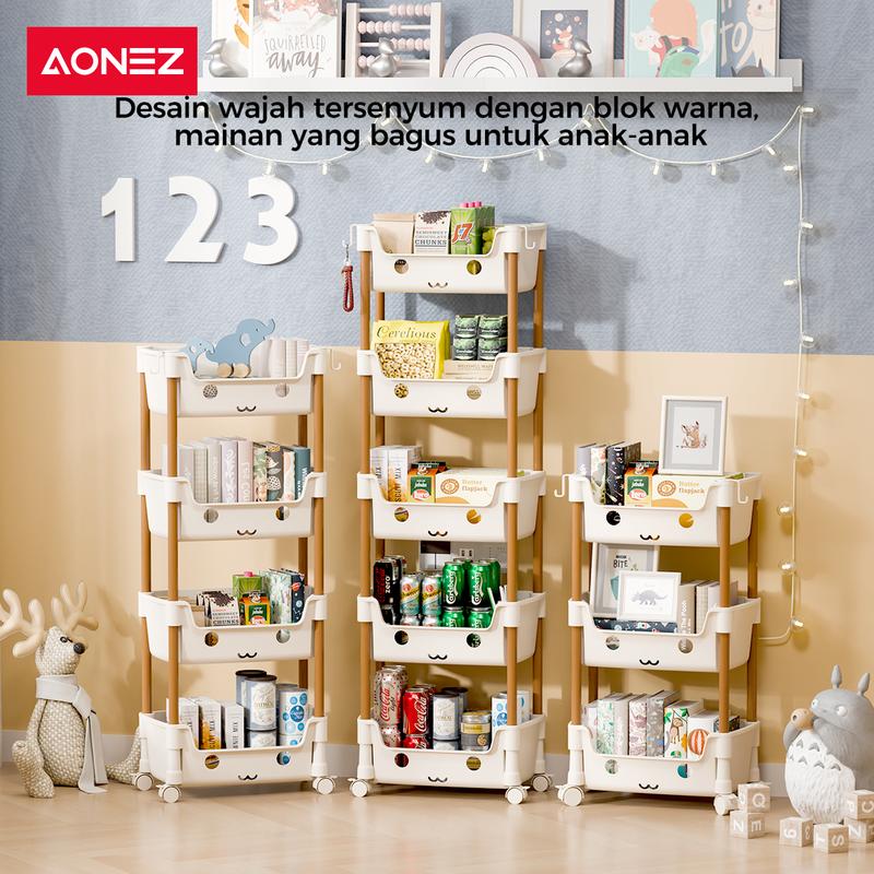 Product Introduction of 【COD】AONEZ Rak Susun Serbaguna Rak Plastik Buku Minimalis Anak Lemari Buku Rak Penyimpanan Makanan Ringan Plastik Rak Portable 1