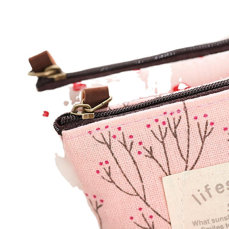 Product Introduction of 3PCS Small Fresh Fragmented Flowers Wallet Canvas Coin Purse Lady Girls Earphone Coin Key Money Storage Bag Zipper Pouch Card Holder 24
