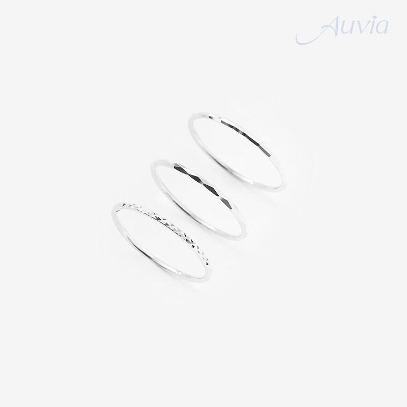Nhẫn bạc nữ trơn mặt cắt lấp lánh trẻ trung. nhẫn bạc nữ thật 100% S925 nguyên khối đơn giản - Auvia Jewelry 4