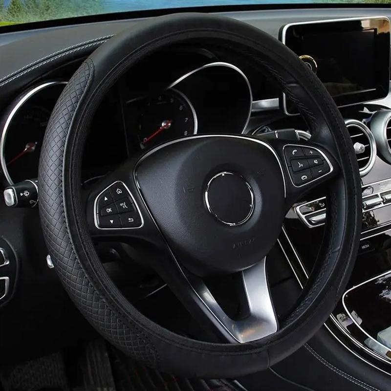 Product Introduction of 15-Inch Car Steering Wheel Cover, PU Leather Universal Non-slip Car Steering Wheel Cover without Inner Ring, Auto Interior Decoration, Car Accessories 10