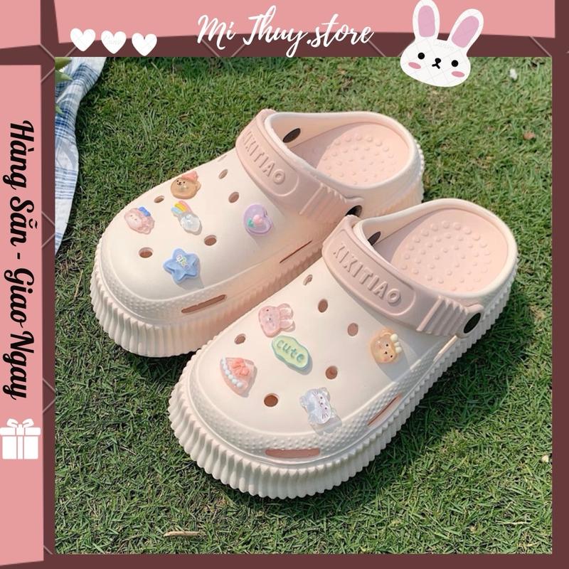 (Chọn tăng 1 size) Dép sục XXT sticker mini đế cao 5- 6 cm SỤC MINI ĐẾ CAO Mũi tròn