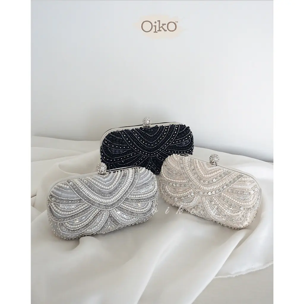 OIKO Natara Clutch Tas Pesta Wanita Premium Clutch Diamond Beads Jahit Untuk Kondangan Perempuan Party Bag Wedding Gift Kado Seserahan Nikahan Hantaran Bridemaids Mewah Elegan Import Korean Style