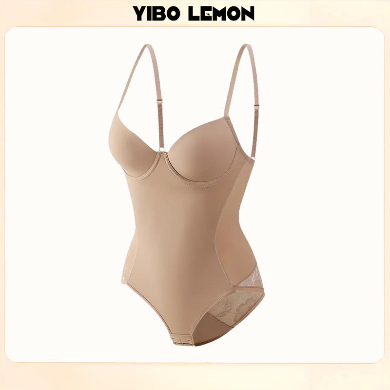【YIBOLEMON  Đồ Lót Định Hình Ren,  Bó Eo, Áo Liền Quần Có Hỗ Trợ Áo Ngực, Định Hình Chữ V Sâu, Đóng Móc, Áo Nịt Ngực Không Đáy Quần