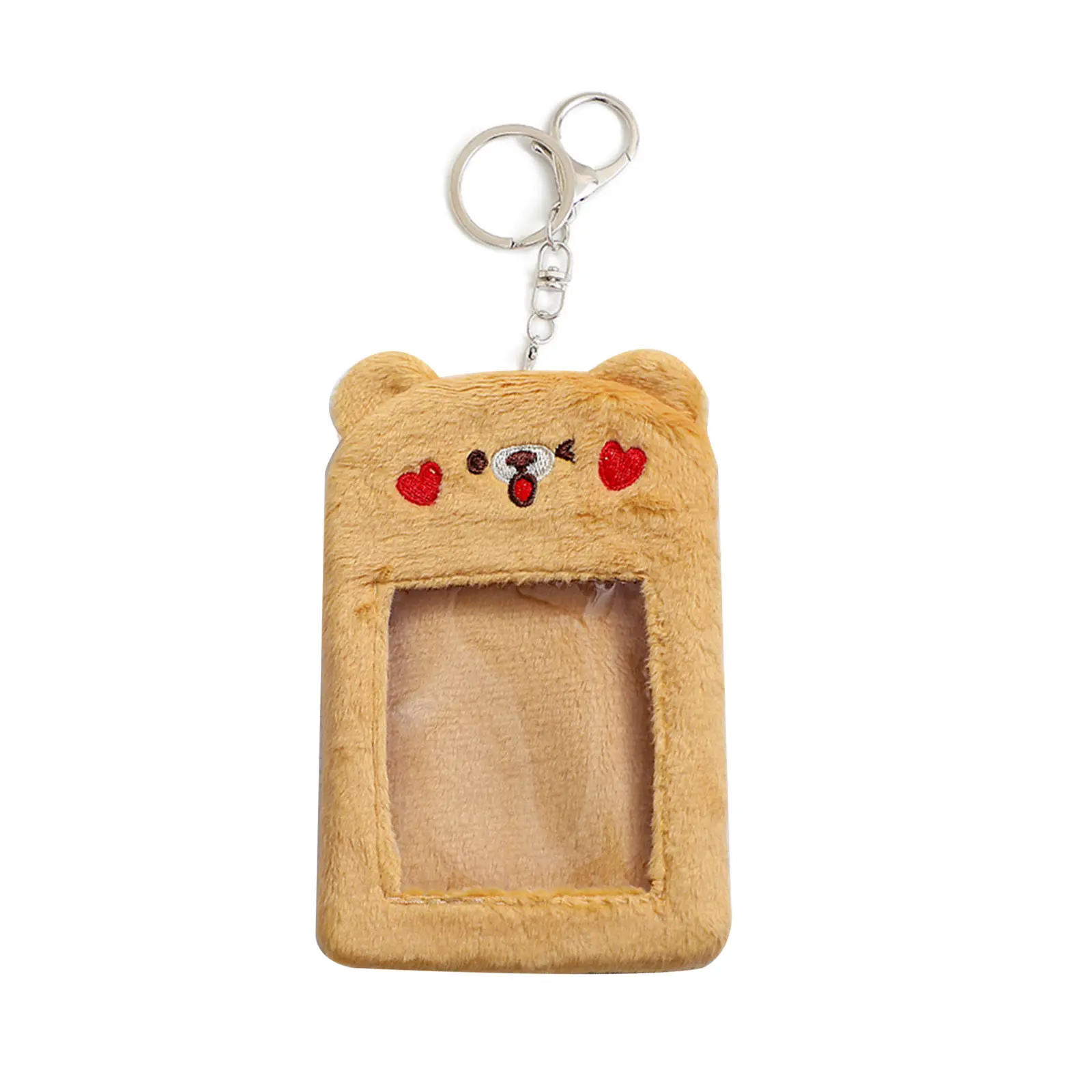Cute Bear Plush Photocard Holder Credit ID Bank Card Keychains Bus Cards Photo