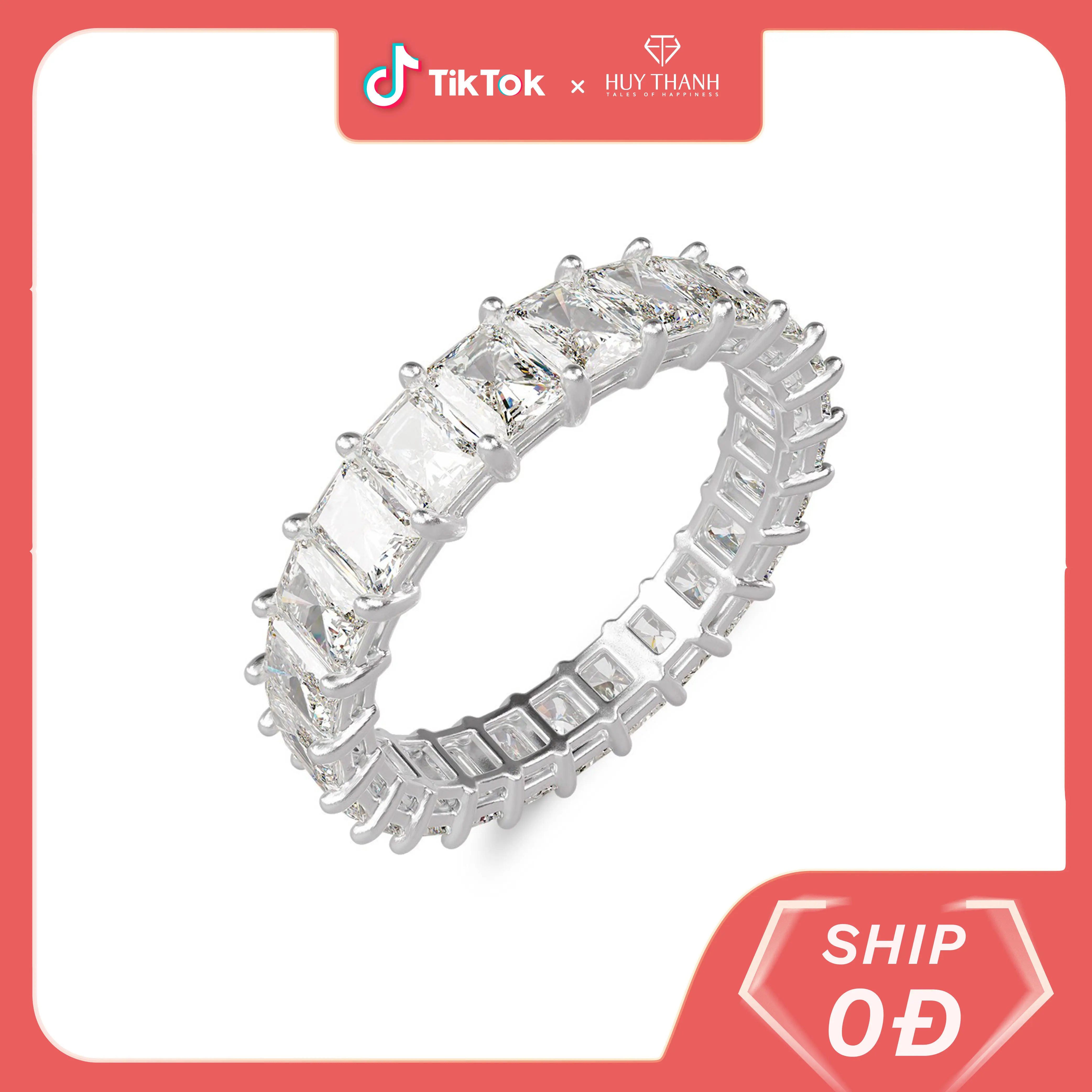 HuyThanhJewelry NLF460 Nhẫn nữ Vàng 10k Gắn Full Đá Cz Phù Hợp Mọi Giới Tính