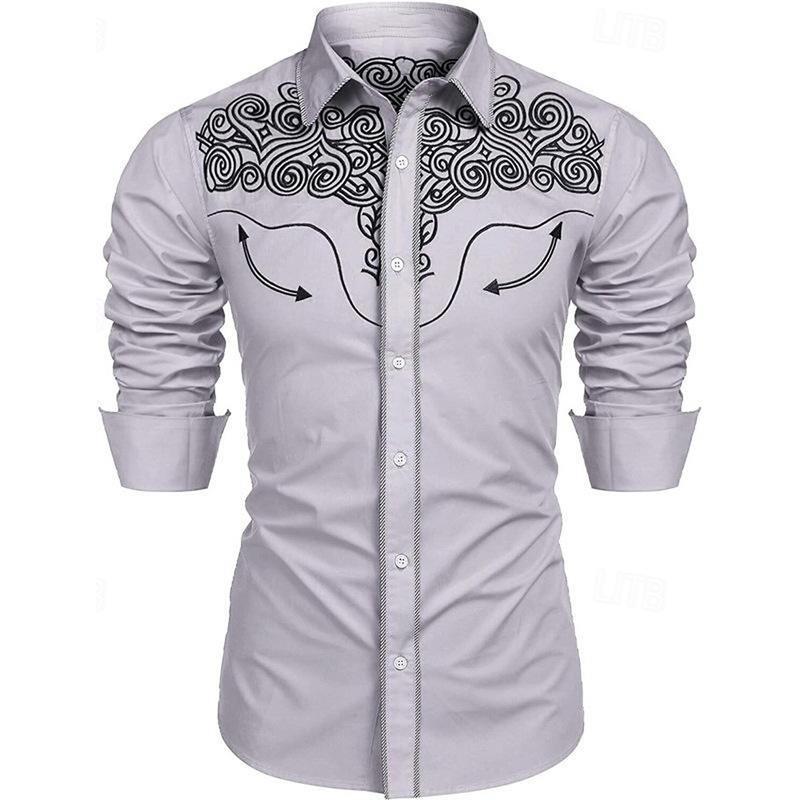 Product Introduction of Áo Sơ Mi Cài Nút Cho Nam, In Hoa Hồng, Thanh Lịch Và Thường Ngày Công Sở, Thích Hợp Cho Mùa Xuân / Mùa Hè, Ngoại Cỡ, Dài Tay, Thích Hợp Để Đi Làm Và Đi Nghỉ Mát, Áo Sơ Mi Menswear Cổ Tròn 4