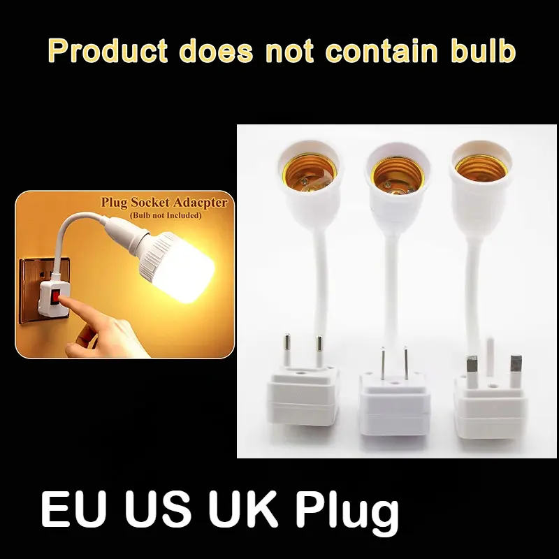 LED Light Bulb E27 Socket Lamp Base Holder Adapter Converter With Switch EU US UK Plug Energy Saving Lampada for Table
