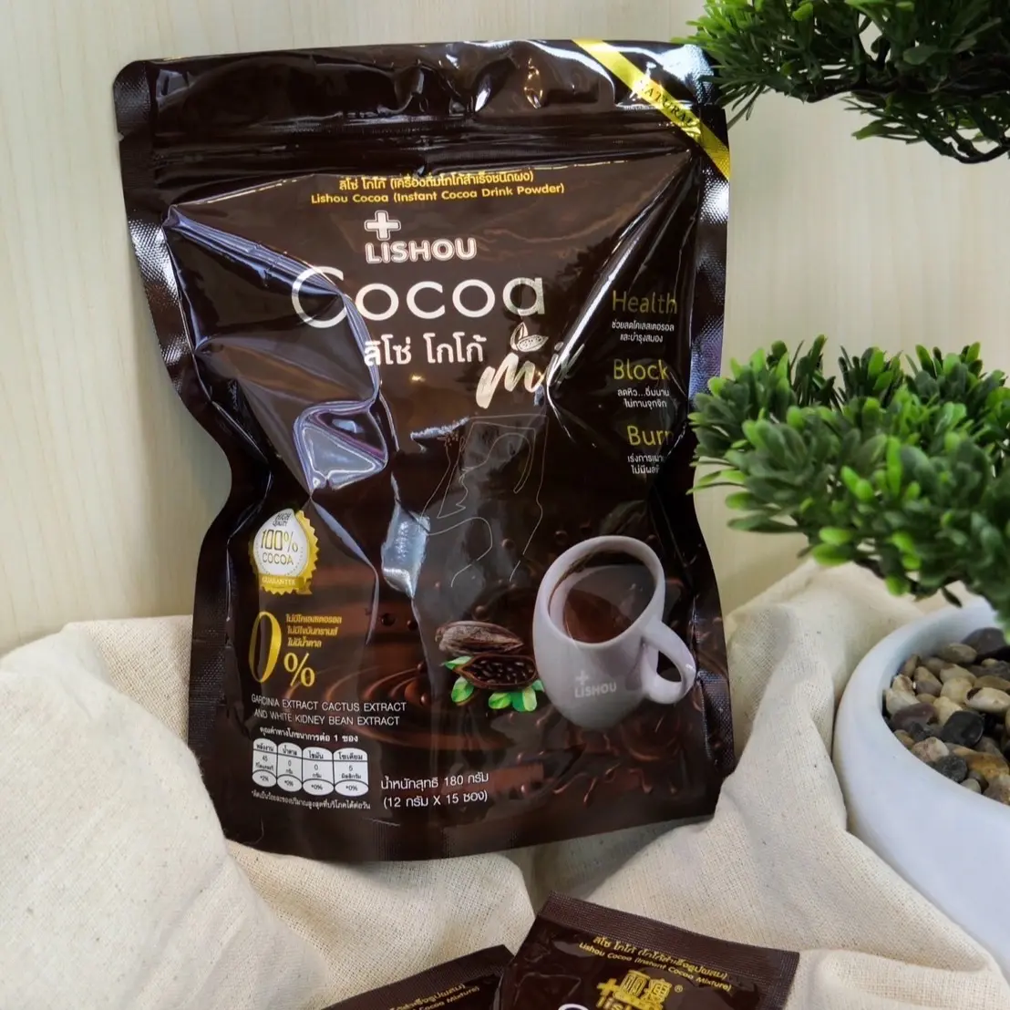 แพ็คเก็จใหม่ ลิโซ่ โกโก้ Lishou Cocoa ขนาด 15ซอง