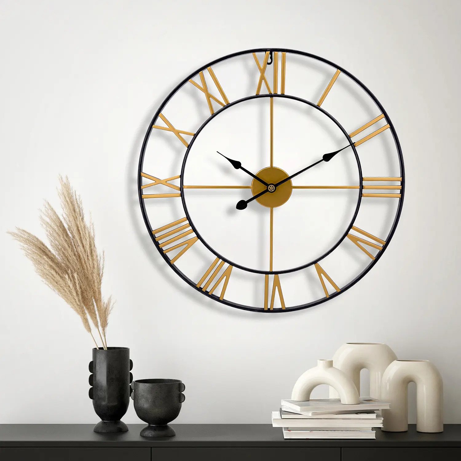 European Style Living Room Simple Wall Clock Roman Iron Art Retro Wall Clock Silent Clock Creative Decoration Large Wall Clock