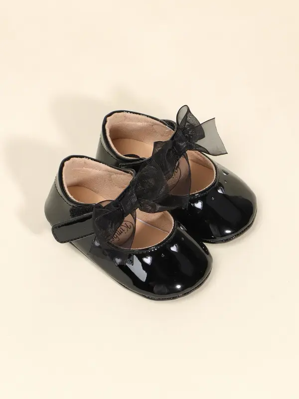 Baby's Cute Bowknot & Heart Design Flat Shoes, Fashionable Soft Comfortable Princess Shoes for Baby Girls, Perfect for Party, Daily Clothing Decor 1