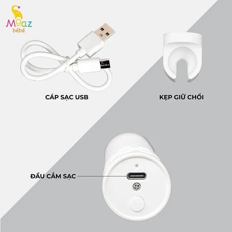 Bộ cọ rửa bình sữa cho bé chạy điện Moaz Bebe MB047 chất liệu silicon và chổi mút - Monnie Kids 8
