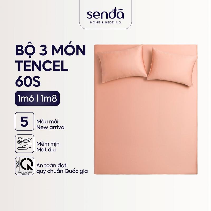 Bộ ga gối 3 món Lụa Tencel Sen Đá Home Bedding cao cấp trơn màu, set 2 vỏ gối, 1 ga giường bo chun 1m6 1m8 1