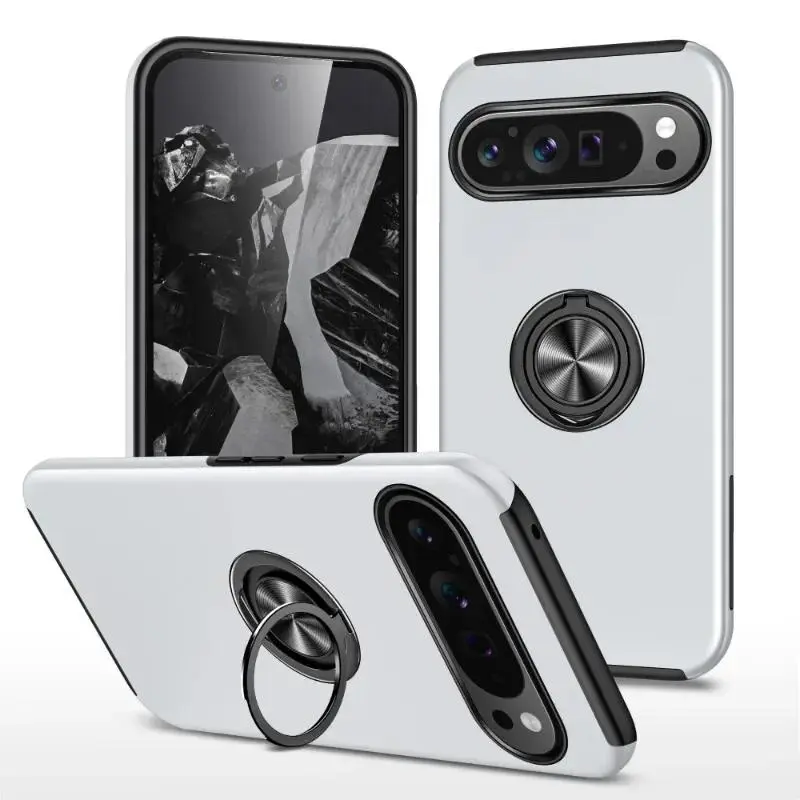 Ốp Điện Thoại Có Giá Đỡ Nhẫn Nam Châm Cho Google Pixel 9 8 7 Pro 8A 7A 6A Có Chân Đế Ốp Chống Sốc Vỏ Cứng Bằng Nhựa