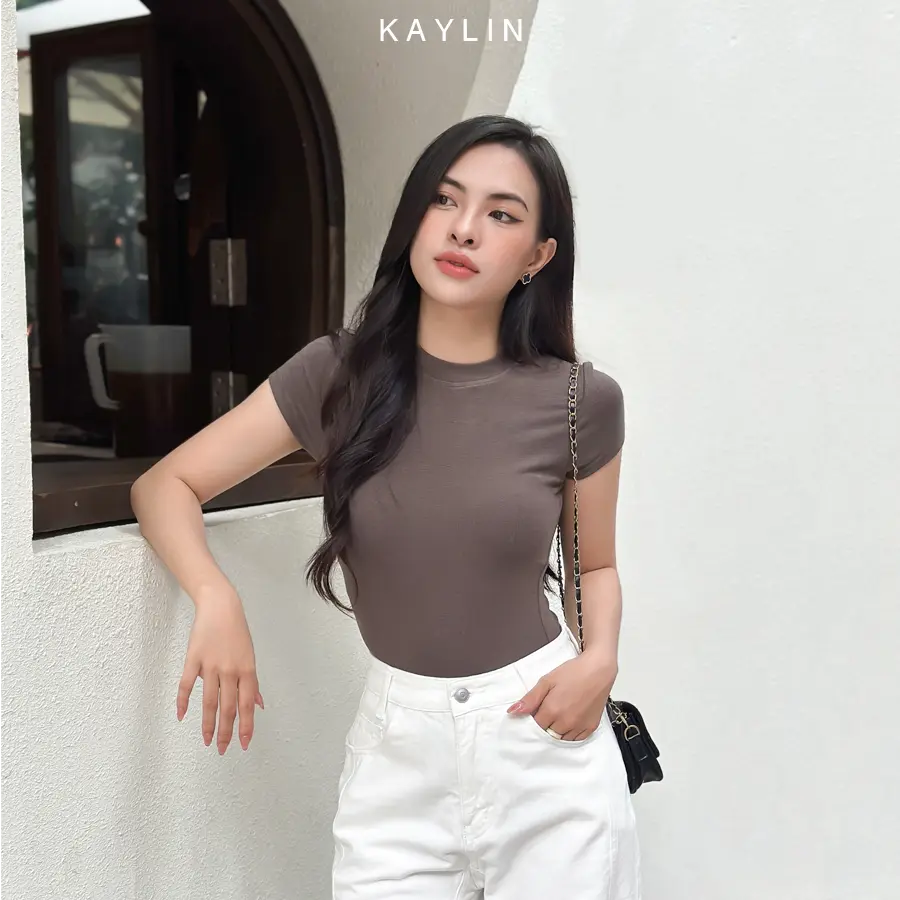 Áo thun nữ Basic chất gân form ôm body Cổ Tròn phong cách mát mẻ KAYLIN - N2116 Women Top | BigBuy360 - bigbuy360.vn