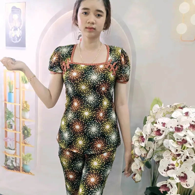 (Mã tặng quà)Đồ bộ thun aty cổ tàu quần dài ống ôm size 40kg-70kg 0