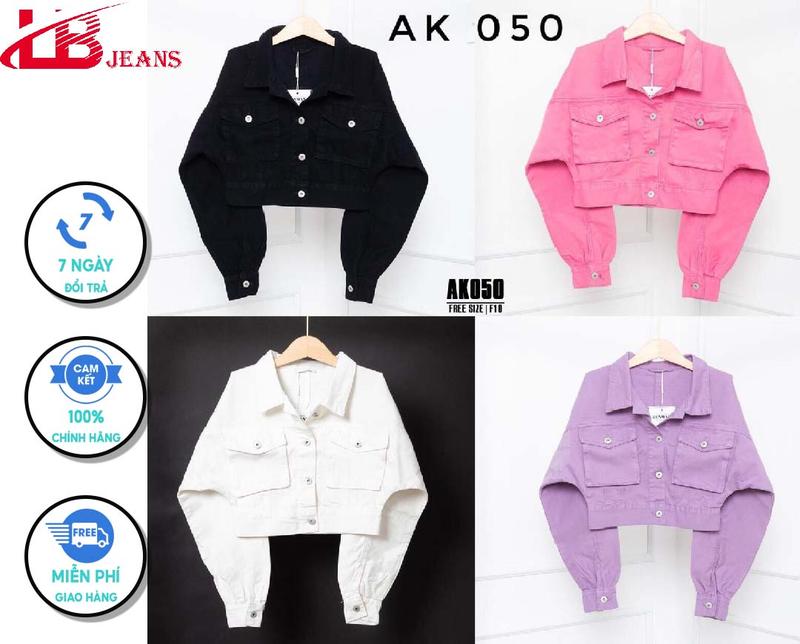 Áo Khoác Nữ , Form Croptop Lửng ,Chất Kaki Jean Nữ Túi Hộp Dày Dặn Dễ Phối Đồ
