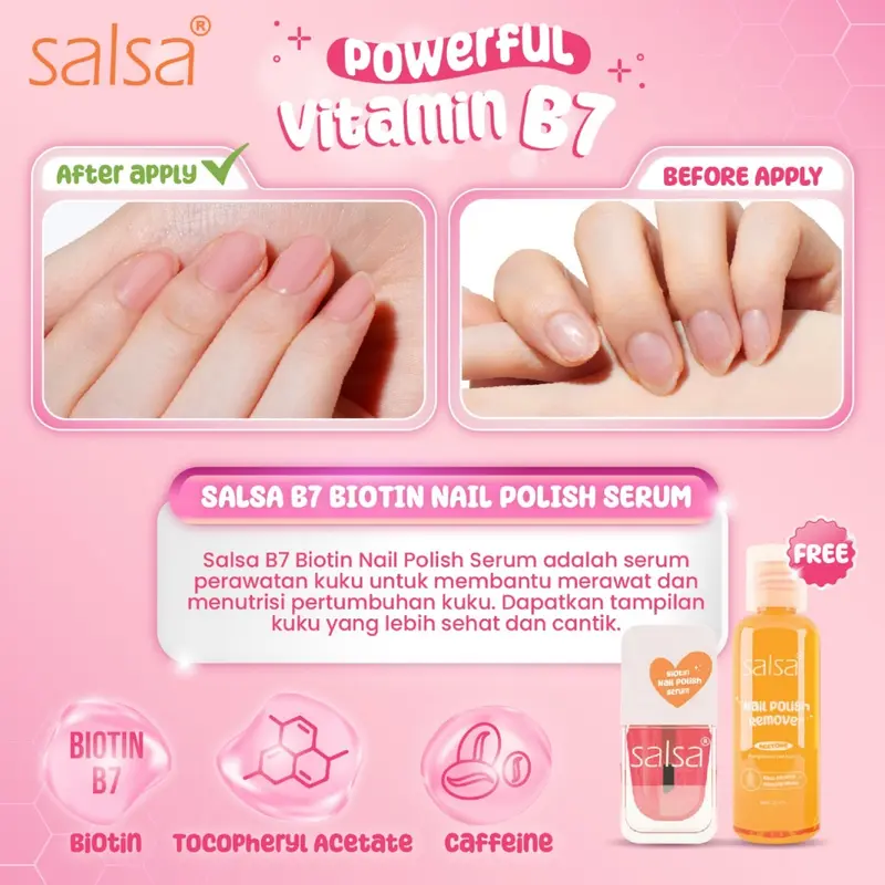 SALSA B7 Biotin Nail Polish Serum 15ml - Serum Vitamin Kuku Rusak Rapuh Nail Treatment Penumbuh & Perawatan 2