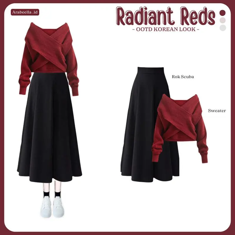 Chic Zone - Setelan Wanita Radiant / Bawahan Rok Scuba / Atasan Sweater Crop / Outfit Simple / Oneset Korean Style / Ootd Cewek / Casual Basic Kombinasi